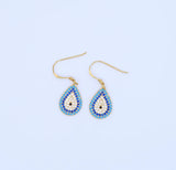 925 Silver Evil Eye Dangle Earring with Colorful CZ Stone