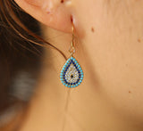 925 Silver Evil Eye Dangle Earring with Colorful CZ Stone