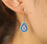 925 Silver Evil Eye Dangle Earring with Colorful CZ Stone