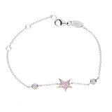 925 Sterling Silver Teen Girl Chain CZ Star Charm Bracelet