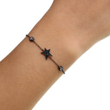 925 Sterling Silver Teen Girl Chain CZ Star Charm Bracelet