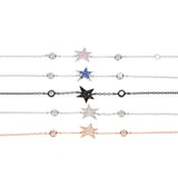 925 Sterling Silver Teen Girl Chain CZ Star Charm Bracelet