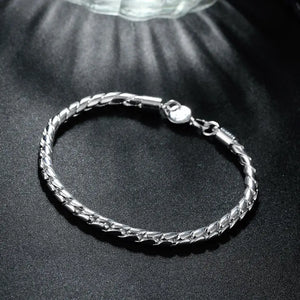 925 Silver Twisted Rope Chain Bracelet Wedding Jewelry