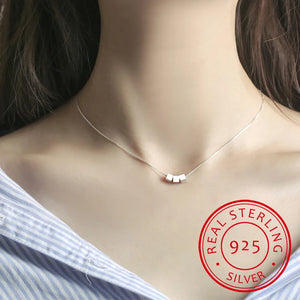 925 Silver Three Box Necklace Pendant Clavicle Chain