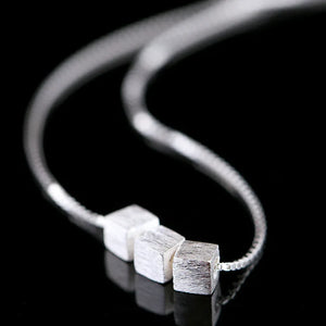 925 Silver Three Box Necklace Pendant Clavicle Chain