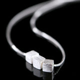 925 Silver Three Box Necklace Pendant Clavicle Chain