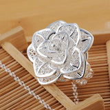 925 Silver Wedding Retro Woman Necklace Earring Ring Set