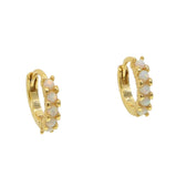925 Silver Fire Opal Stone Women Earring Huggie Hoops Minimal Delicate