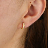 925 Silver Fire Opal Stone Women Earring Huggie Hoops Minimal Delicate