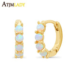 925 Silver Fire Opal Women Earring Huggie Hoops