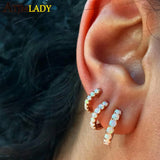 925 Silver Fire Opal Women Earring Huggie Hoops