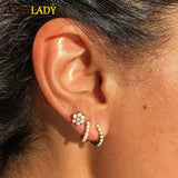 925 Silver Fire Opal Women Earring Huggie Hoops