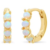 925 Silver Fire Opal Stone Women Earring Huggie Hoops Minimal Delicate