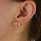 925 Silver Fire Opal Stone Women Earring Huggie Hoops Minimal Delicate