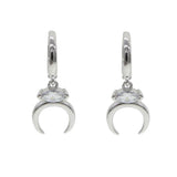 925 Silver CZ Moon Huggie Earrings for Women