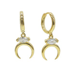 925 Silver CZ Moon Huggie Earrings for Women