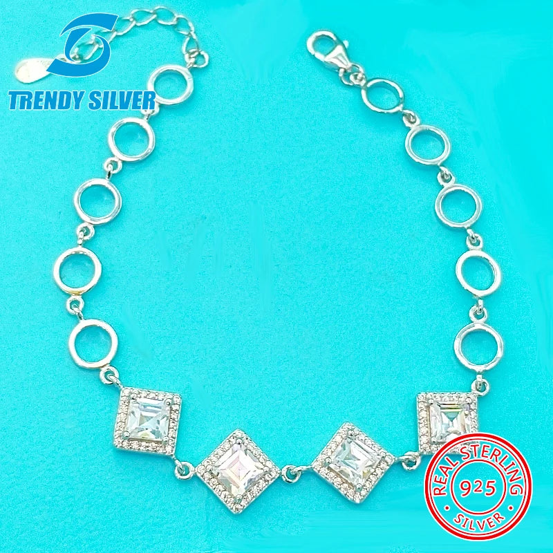 925 Silver Daisy Bracelet with CZ for Women