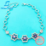 925 Silver CZ Bracelet for Women, Daisy Flower Love Jewelry