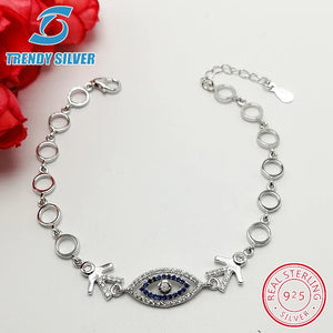 925 Silver Evil Eye Bracelet with CZ Zirconia