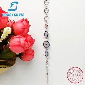 925 Silver Evil Eye Bracelet with CZ Zirconia for Women