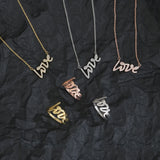 925 Sterling Silver LOVE Necklace European and American Jewelry
