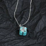 925 Silver Woman Box Necklace Light Jewelry