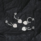 925 Sterling Silver Heart-shaped Earrings with Drill