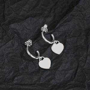 925 Sterling Silver Heart-shaped Earrings with Drill