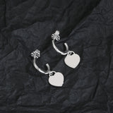 925 Sterling Silver Heart-shaped Earrings with Drill