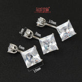 925 Silver Women Belly Button Ring Square Zircon Big Stone