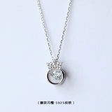 925 Silver Zircon Crown Necklace for Women