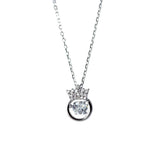 925 Silver Zircon Crown Necklace for Women