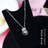 925 Silver Zircon Crown Necklace for Women