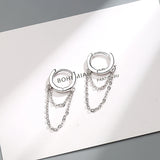 925 Silver Tassel Chain Earring CZ Ear Wire Elegant Jewelry