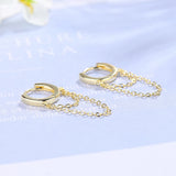 925 Silver Tassel Chain Earring CZ Ear Wire Elegant Jewelry