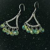 Long Fan-Shaped Crystal Earrings
