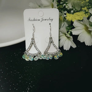 Long Fan-Shaped Crystal Earrings