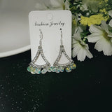 Long Fan-Shaped Crystal Earrings