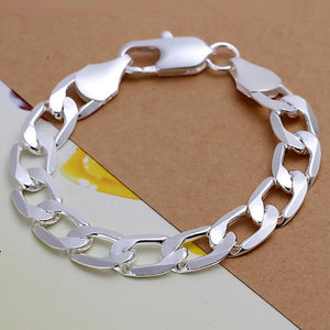 Silver 12MM Chain Bracelet Joker Charm Personalized Female Jewelry