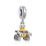 925Silver Charm Robot Bead Fit Bracelet Women Jewelry Rocket Space Astronaut