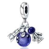 925Silver Charm Robot Bead Fit Bracelet Women Jewelry Rocket Space Astronaut