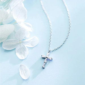 925Silver Diamond Cross Pendant Personality Ladies Necklace Jewelry Gift