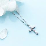 925Silver Diamond Cross Pendant Personality Ladies Necklace Jewelry Gift