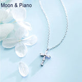 925Silver Diamond Cross Pendant Personality Ladies Necklace Jewelry Gift