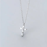 925Silver Diamond Cross Pendant Personality Ladies Necklace Jewelry Gift
