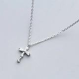 925Silver Diamond Cross Pendant Personality Ladies Necklace Jewelry Gift