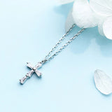 925Silver Diamond Cross Pendant Personality Ladies Necklace Jewelry Gift