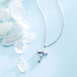 925Silver Diamond Cross Pendant Personality Ladies Necklace Jewelry Gift