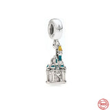 Sterling Silver Charm Bead Bracelet Dangle Castle Pendant Gift