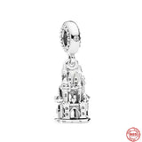 Sterling Silver Charm Bead Bracelet Dangle Castle Pendant Gift